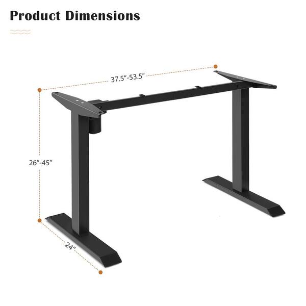 Angeles Home 53.5 in. W Steel Height Adjustable Electric Computer Sit-Stand Desk Frame with Button Controller, Black, No Tabletop