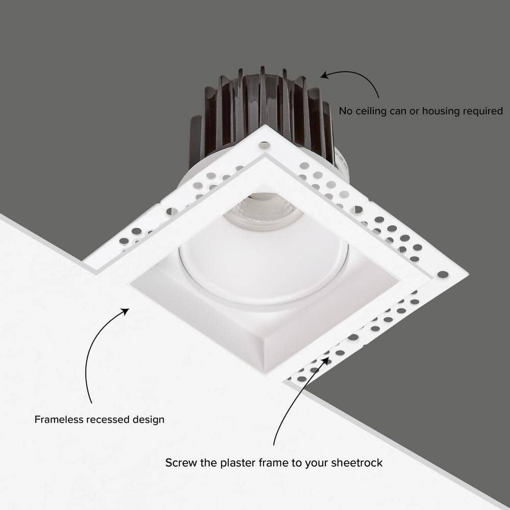2" White Aluminum Trimless Ultra-Thin Recessed LED Downlight