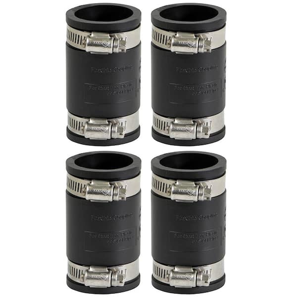 PLUMBFLEX 1 in. PVC Flexible Coupling with Stainless Steel Clamps (Pack of 4)