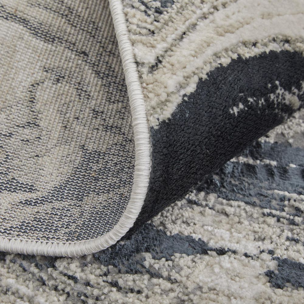 2 ft. x 3 ft. Ivory Black and Taupe Abstract Area Rug