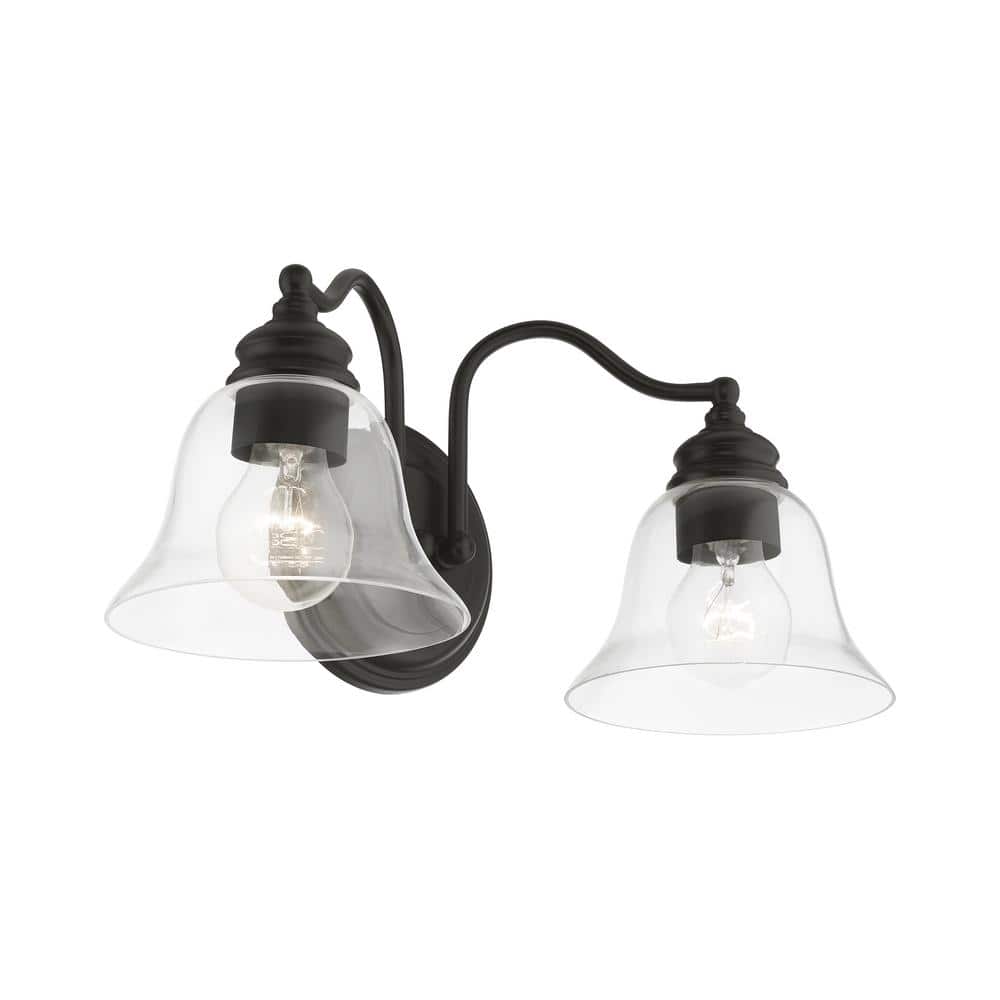 Black Hand Blown Glass 2-Light Vanity Sconce