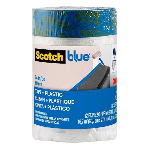 3M ScotchBlue 2 ft. x 90 ft. Clear Pre-Taped Painter's Plastic Sheet (Case of 6)