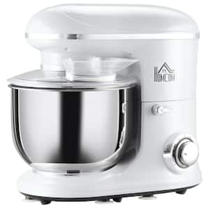 6 Qt. 6-Speed White Stainless Steel Stand Mixer with Dough Hook and Splash Guard