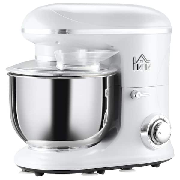 HOMCOM 6 Qt. 6-Speed White Stainless Steel Stand Mixer with Dough Hook and Splash  Guard 800-112V80WT - The Home Depot