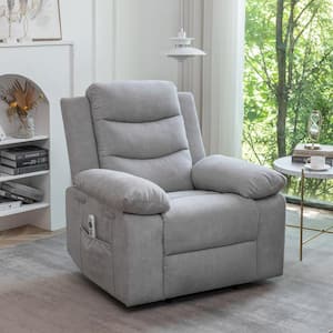 Light Gray Fabric Power Adjustable Massage Recliner Chair with Heating System