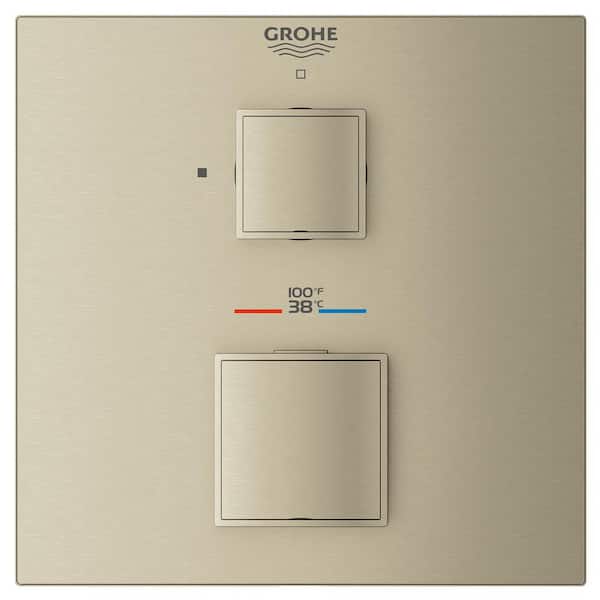 GROHE Grohtherm Cube Single Function 2-Handle Trim Kit in Brushed Nickel (Valve Not Included)