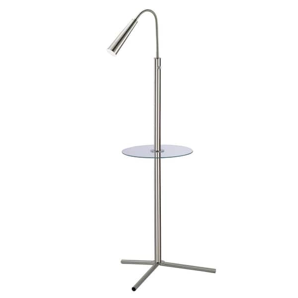 Adesso Ballast 75 in. Satin Steel LED Floor Lamp
