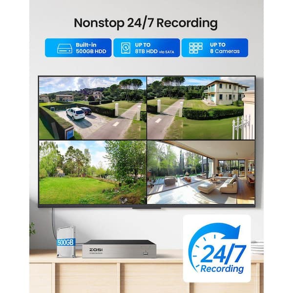 ZOSI 8 Channel 5MP DVR Home Security Camera System with 4 360° PT