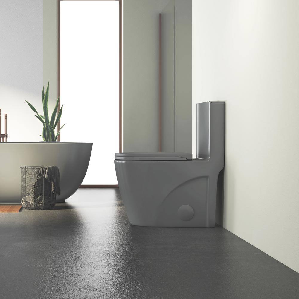 Reno Glacier Gray Elongated Dual Flush One-Piece Toilet