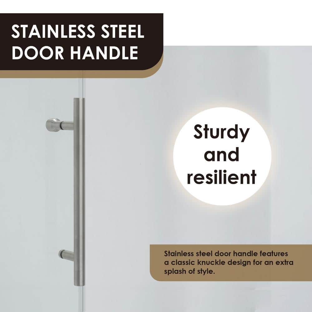 Lazaro 60" Brushed Nickel Frameless Sliding Tub Door with Clear Glass