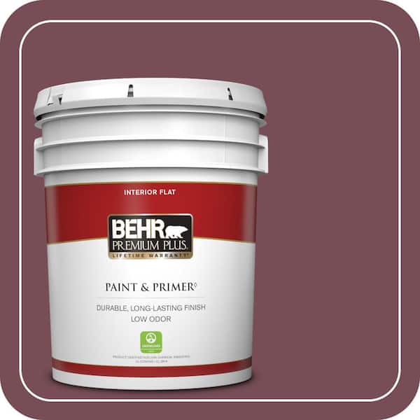 BEHR PREMIUM PLUS 5 gal. #MQ1-01 Rule Breaker Flat Low Odor Interior Paint & Primer