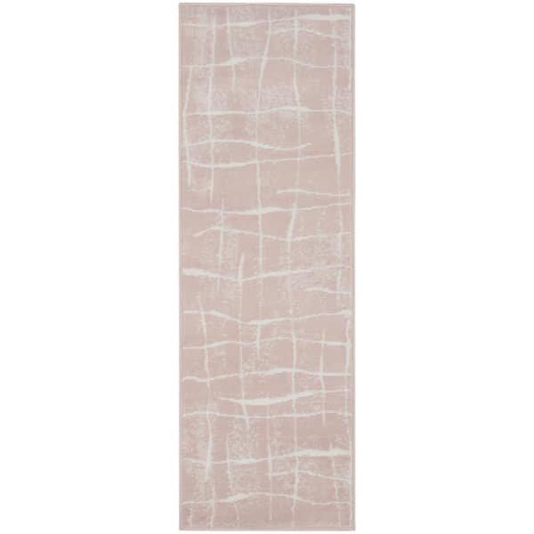 2 ft. x 8 ft. White Abstract Washable Area Rug Runner Rug