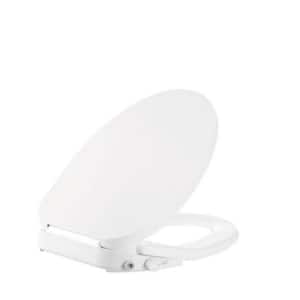 Non-Electric Bidet Seat for Elongated Toilets with Front and Rear Wash, Adjustable Water Pressure in White