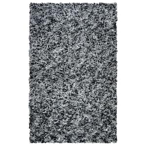 Rio Shag Black/Ivory 4 ft. x 6 ft. Solid Area Rug