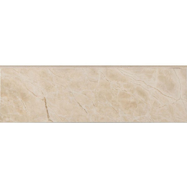 Florida Tile Home Collection Favrales Beige 3 in. x 10 in. Ceramic Wall Bullnose Tile (3.89 sq. ft./Case)
