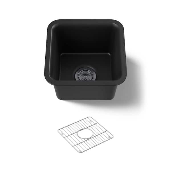 Cairn Matte Black Granite Composite 16 in. Undermount Bar Sink