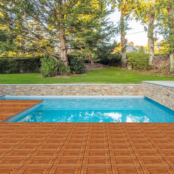 Karl home 1 ft. x 1 ft. Wood Composite Deck Tile in Brown (9 per Case)