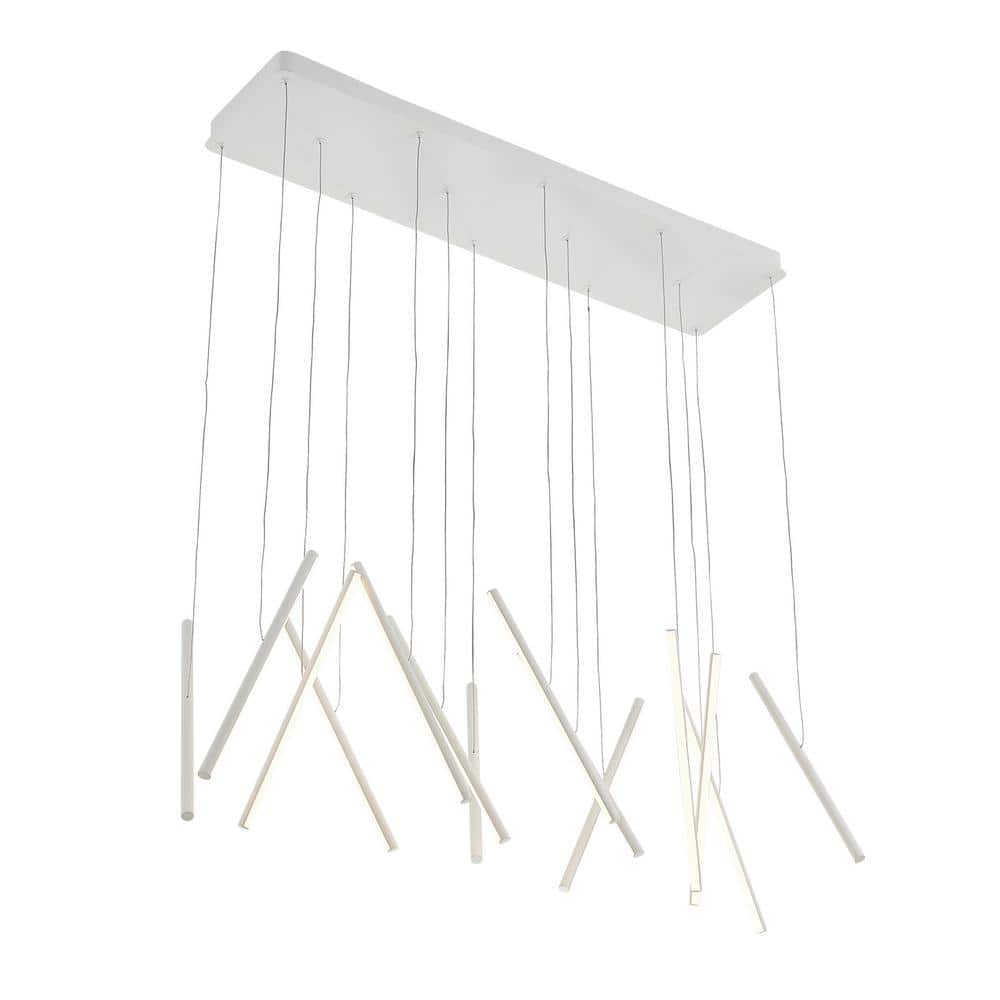 Contemporary White LED Glass Island Pendant, 42 in