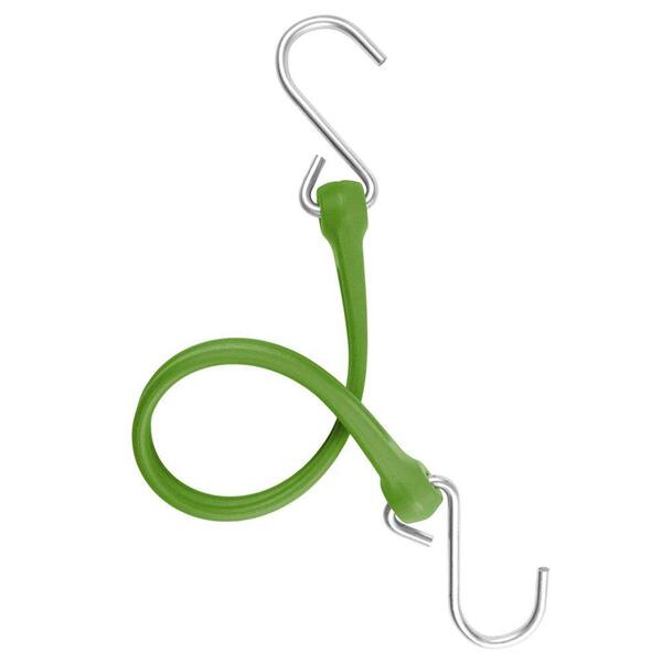 The Perfect Bungee 13 in. EZ-Stretch Polyurethane Bungee Strap with Stainless Steel S-Hooks (Overall Length: 18 in.) in Green-DISCONTINUED
