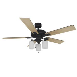 Aubrey 52 in. Matte Black 3-Light LED Indoor Ceiling Fan