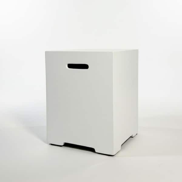 Edna 16 in. Ancient White Propane Tank Cover, 20 lb. Outdoor Tank Storage Hideaway Table