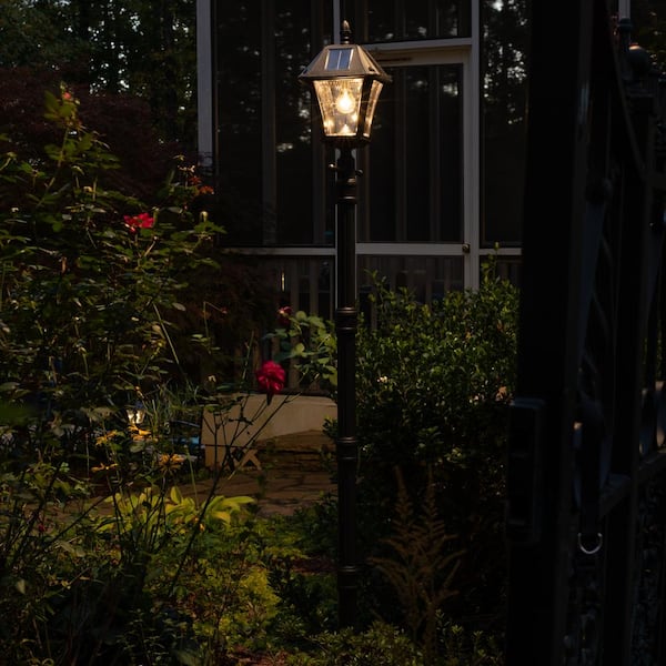 Baytown II Bulb 1-Light Black Outdoor Warm White Post Light and Lamp Pole with In-ground EZ-Anchor Base and Planter Base