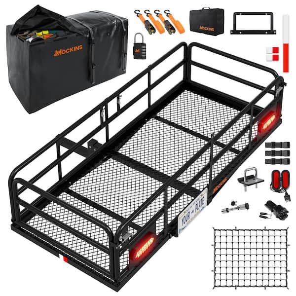 66 in. x 30 in. x 14 in. High Rail Hitch Carrier Set w/ 45 cu. ft. Carrier Bag Rear Lights License Plate Holder and More