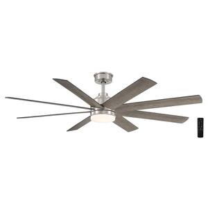 Celene 62 in. Integrated LED Indoor/Outdoor Brushed Nickel Ceiling Fan with Light and Remote Control with CCT