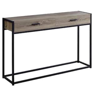 48 in. Dark Taupe Standard Rectangle Composite Console Table with Drawers