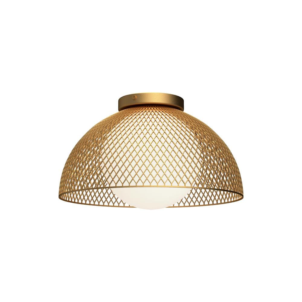 Haven 12 in. 1 Light 60-Watt Gold/Opal Matte Glass Flush Mount price history on PriceWatchPro