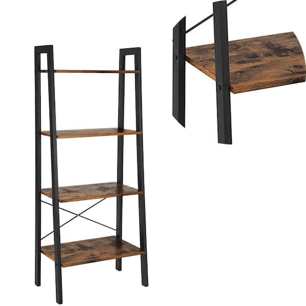 VASAGLE Industrial Ladder Shelf, 4-Tier Bookshelf, Storage Rack Shelves