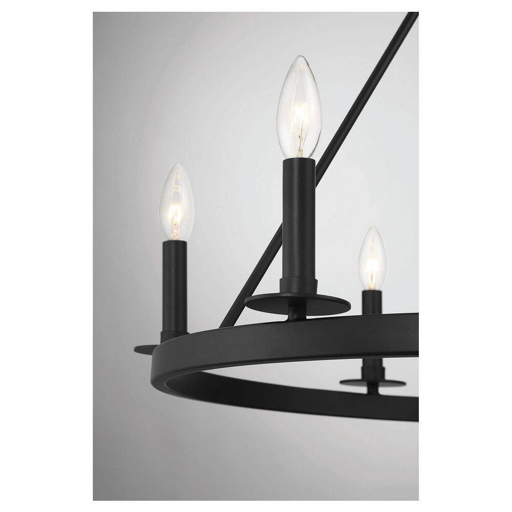 Elegant Matte Black 6-Light Wagon Wheel Chandelier