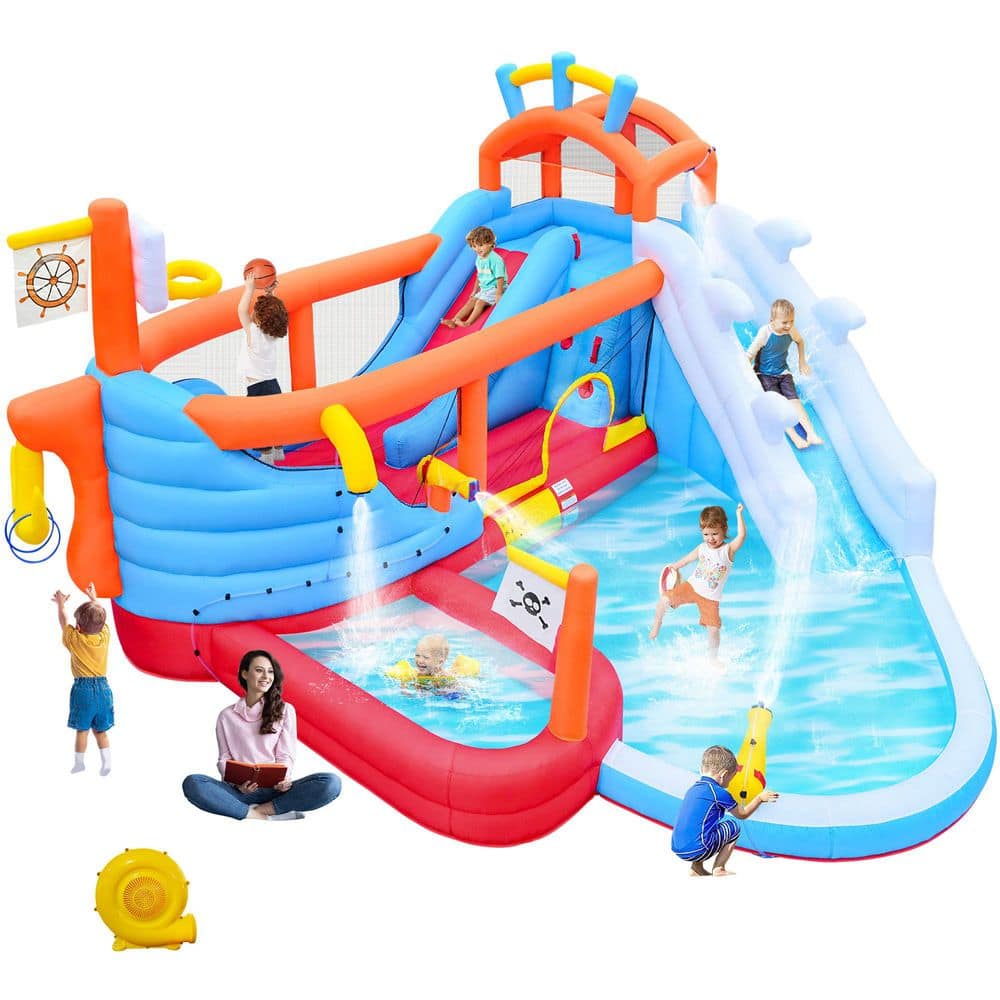 Bounce House 9 in1 Slide Water Park Jump Area Dual Slides Climbing Wall Anchor Ring Toss Basketball Hoop Dual Water Guns price history on PriceWatchPro