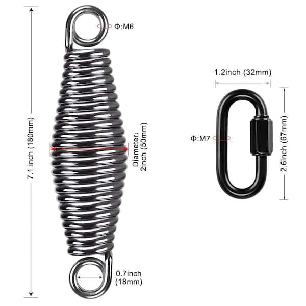 Swakuta 4-Pack Heavy Duty Swing Springs – 660lbs Each (2640lbs Total), Zinc-Plated Hammock & Porch Swing Hangers For Ceiling Mount