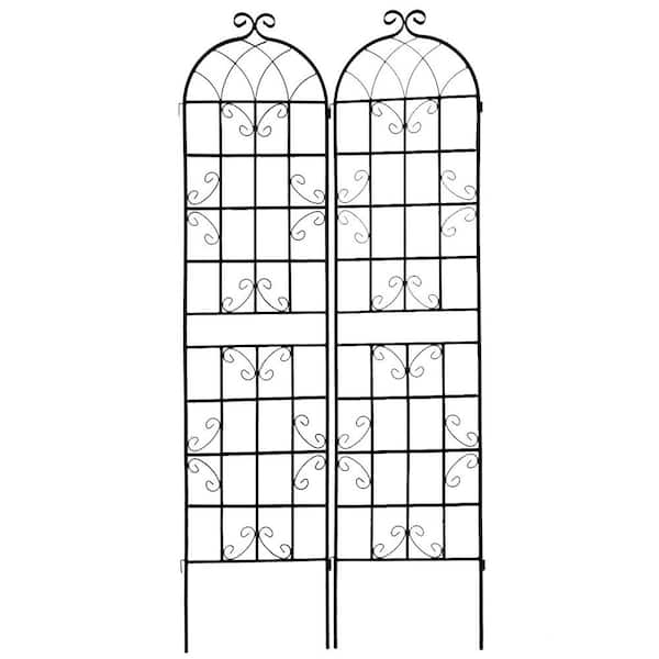 Cesicia 2 Pack White 86.7 in. x 40 in. Metal Garden Trellis Rustproof Trellis for Climbing Plants Outdoor Flower Support Arbor