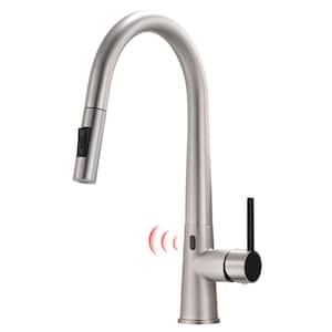 Touchless Single-Handle Pull-Down Sprayer Kitchen Faucet with 2 Function in Brushed Nickel&Black
