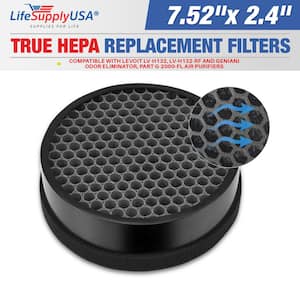 2-in-1 True HEPA Replacement Filter Plus Activated Carbon Charcoal Compatible with Levoit and Geniani Odor Eliminator