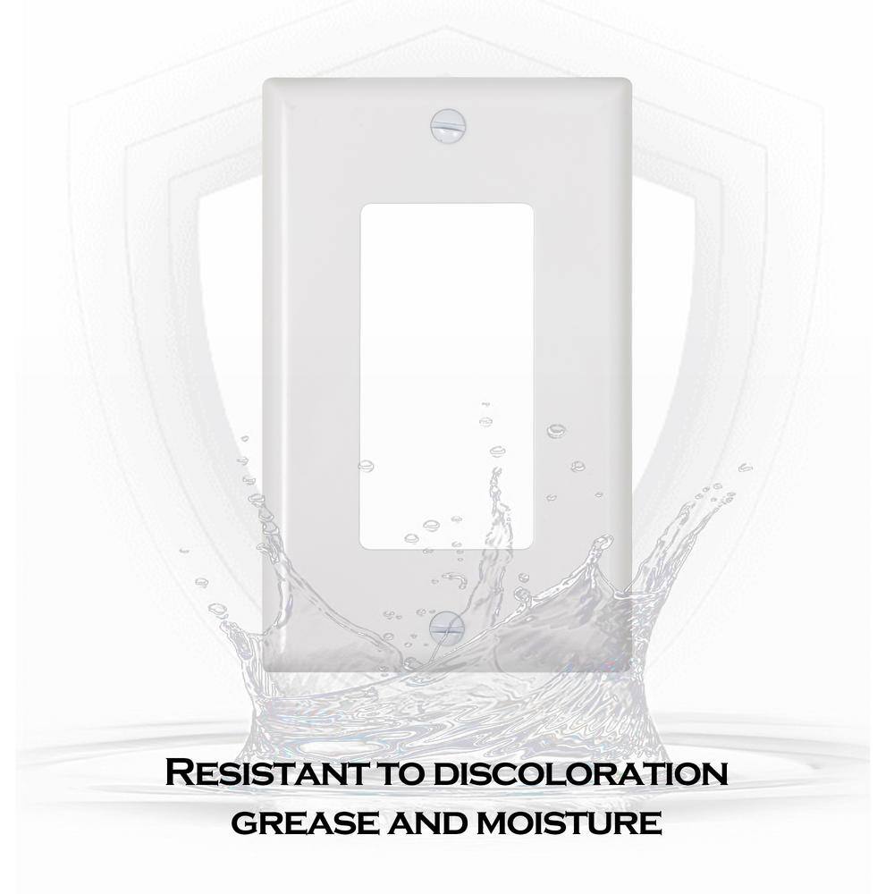White Rectangular Plastic 1-Gang Decorator Wall Plate