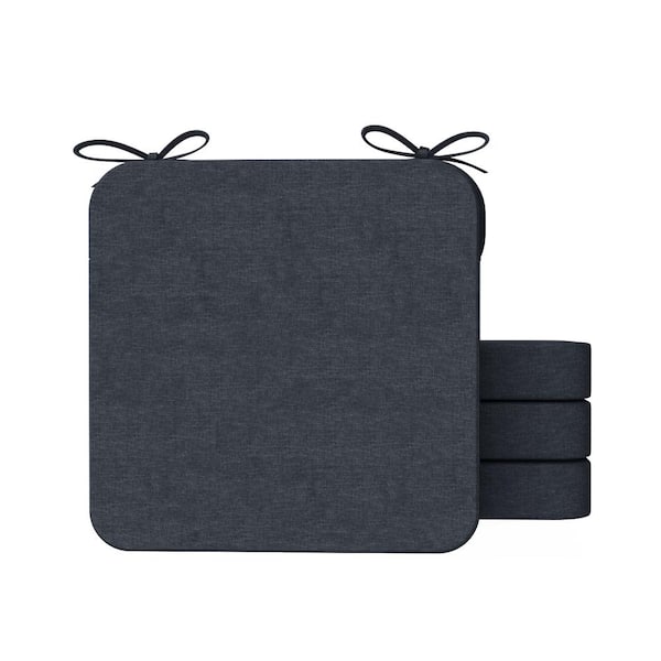 AAAAAcessories 16 in. x 16 in. Indoor Round Square Corner Removable Non-slip Chair Cushion in Charcoal Gray (4-Pack)