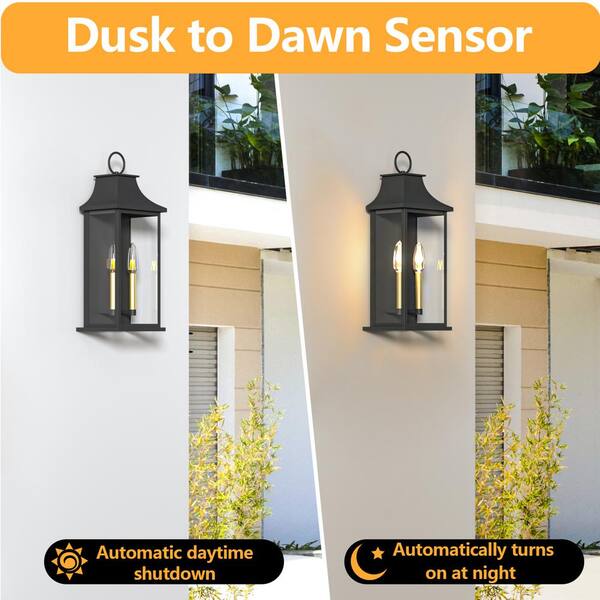 Maxax Montpelier 20.6 in. 2-Light Sand Grain Black Dusk to