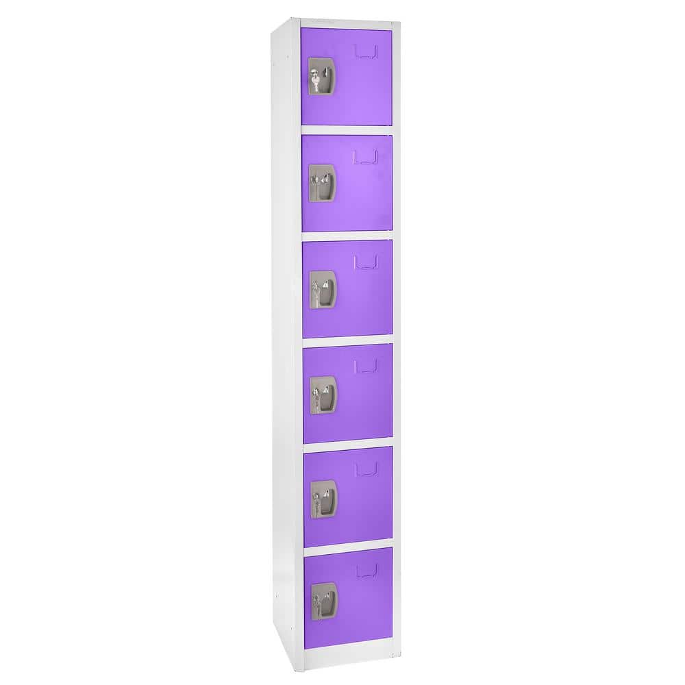 629-Series 72 in. H 6-Tier Steel Key Lock 6-Shelf Storage Locker Free Stand