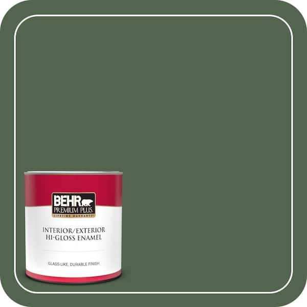 BEHR PREMIUM PLUS 1 qt. #S410-7 Equestrian Green Hi-Gloss Enamel Interior/Exterior Paint & Primer