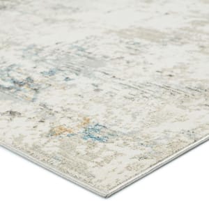 Jehan Gray/Light Blue 6 ft. 7 in. x 9 ft. 6 in. Abstract Rectangle Area Rug