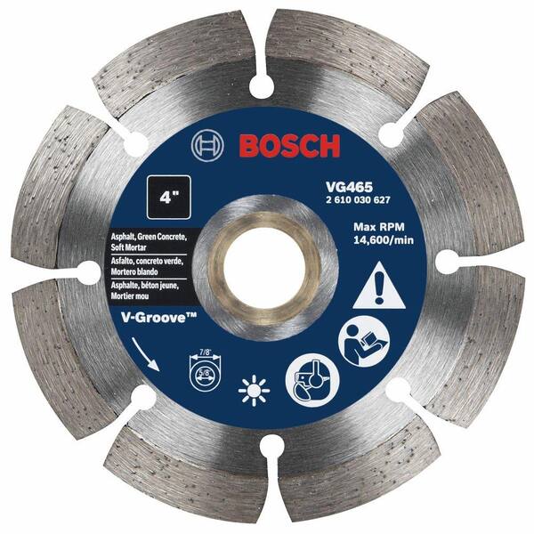 Bosch 4 in. Segmented Rim V-Groove Diamond Blade for Soft Materials