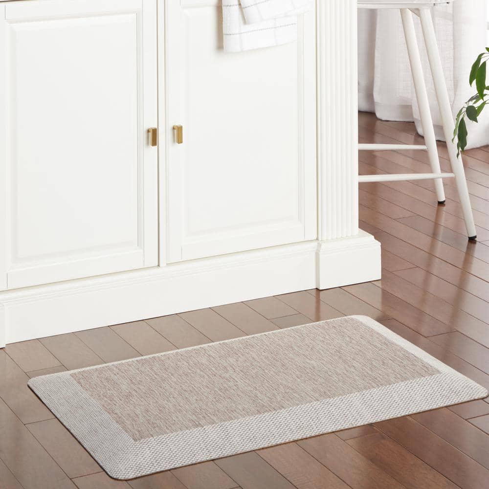Mira Modern Heathered Beige Anti-Fatigue Kitchen Mat, 19.6"x39"