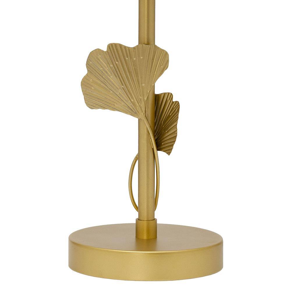 Set of 2 Gold Metal Table Lamps with White Fabric Drum Shades