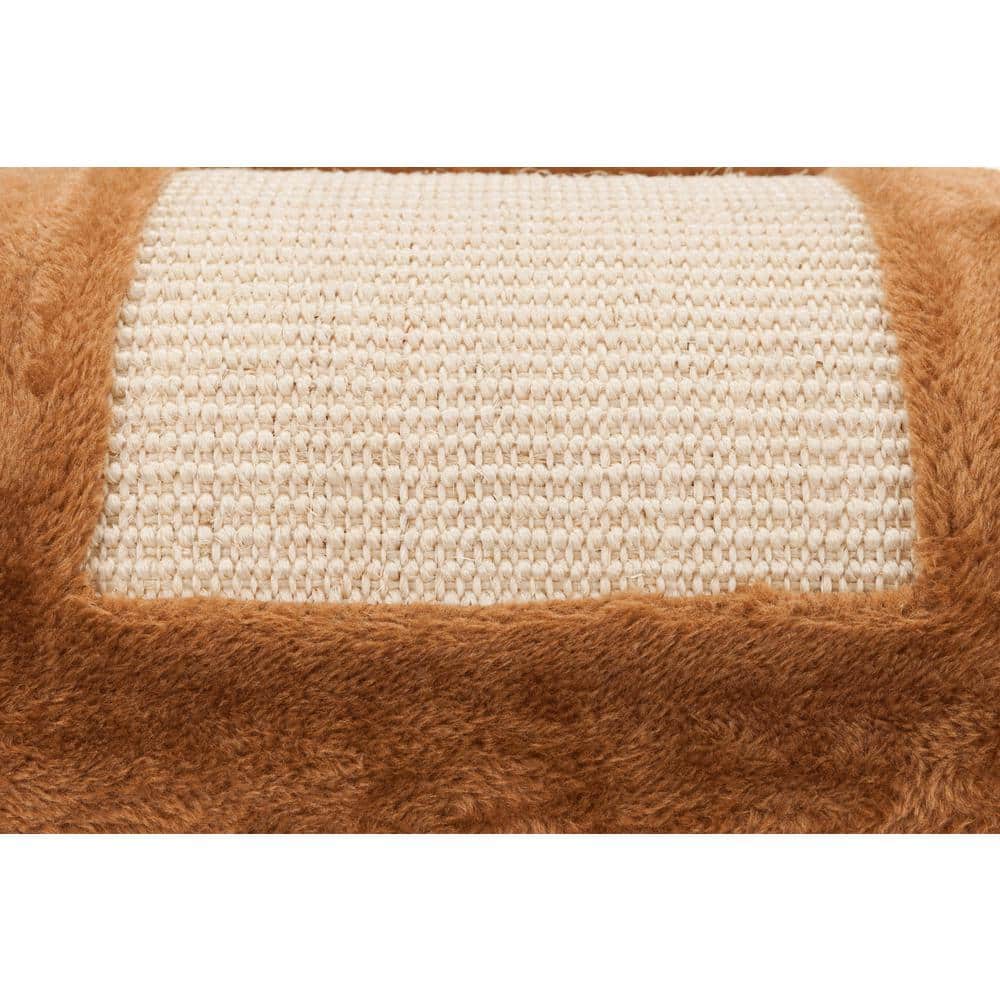 Brown Sisal Wave Cat Scratcher with Plush Cover