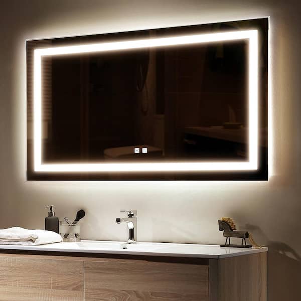 Toolkiss 40 In W X 24 H Frameless, Led Mirror Light For Bathroom