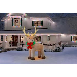 11 ft. Giant-Sized LED Fuzzy Reindeer Christmas Airblown® Inflatable