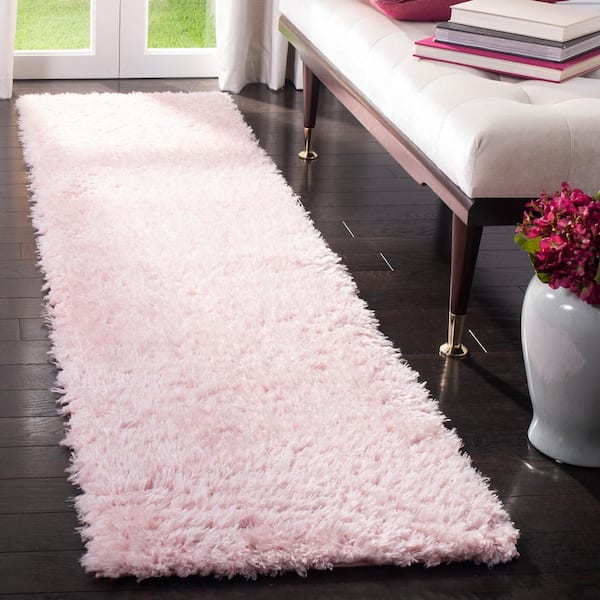 Madrid Shag 2 ft. x 10 ft. Blush Solid Color Runner Rug